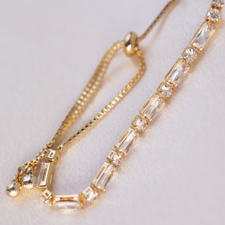 Baguette Bracelet 24k Gold Filled Close-up