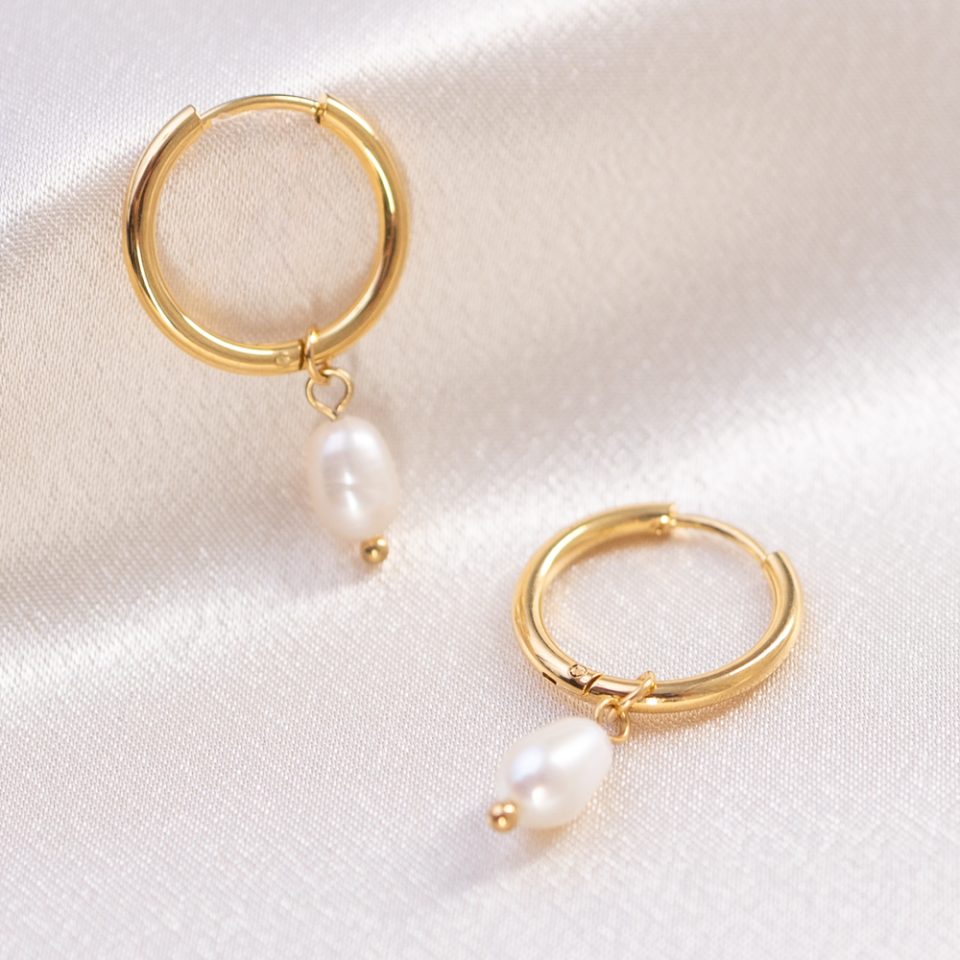 Pearl Tide Huggies - 14k Gold Filled