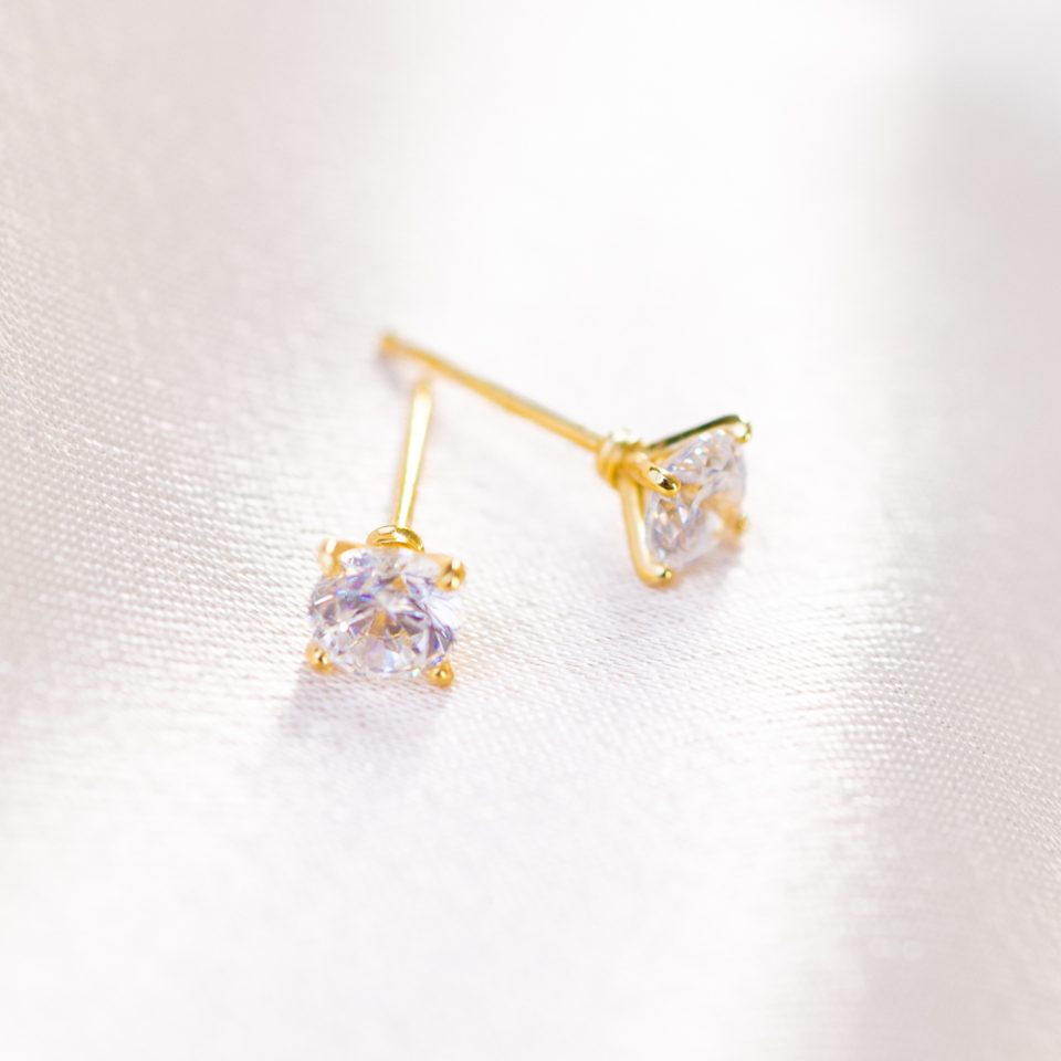 Round CZ Studs - 14k Gold Filled