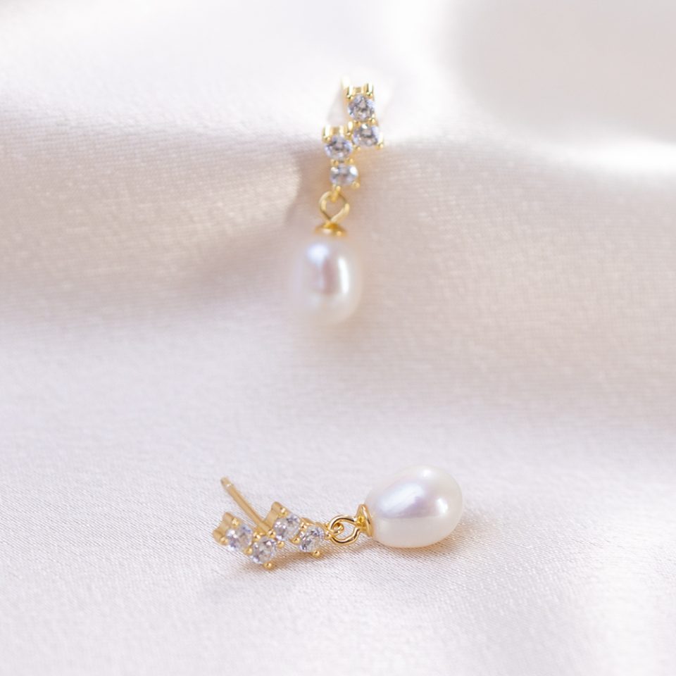 Lumina Drop CZ Pearl Earrings