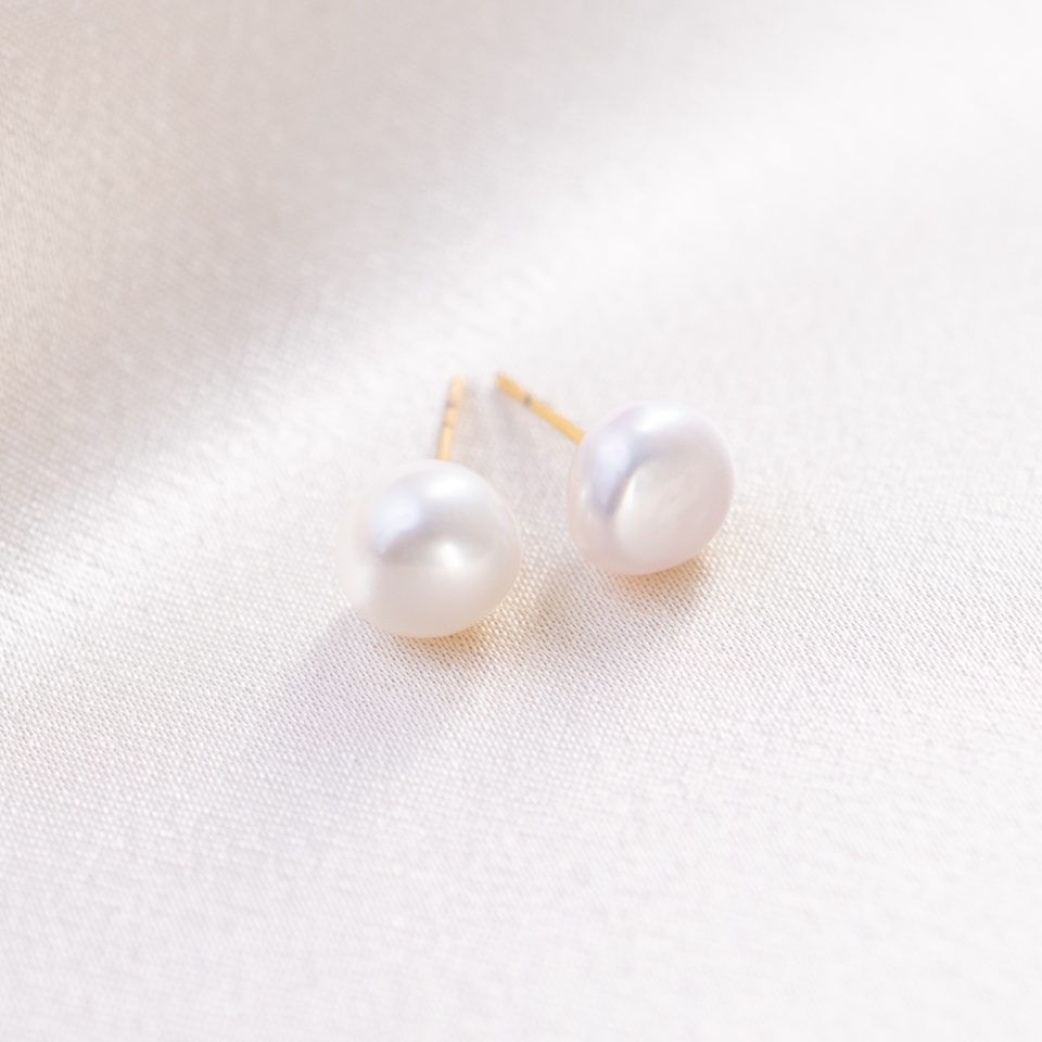 Baroque Pearl Studs - 14k Gold Filled