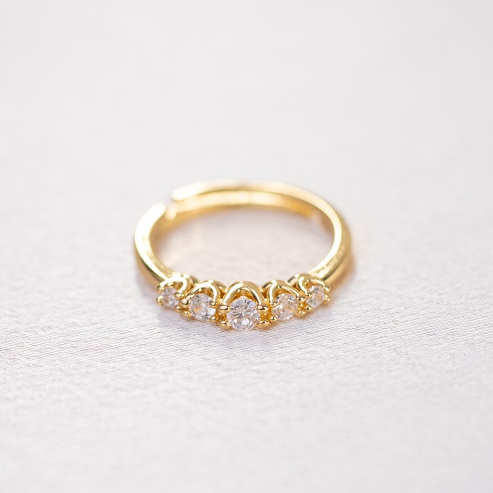 Quintet 18k Gold Filled CZ Ring