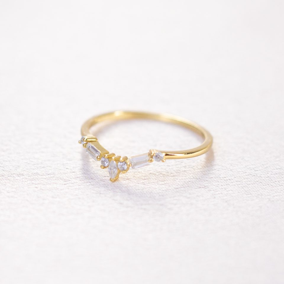 Chevron Motif CZ Ring
