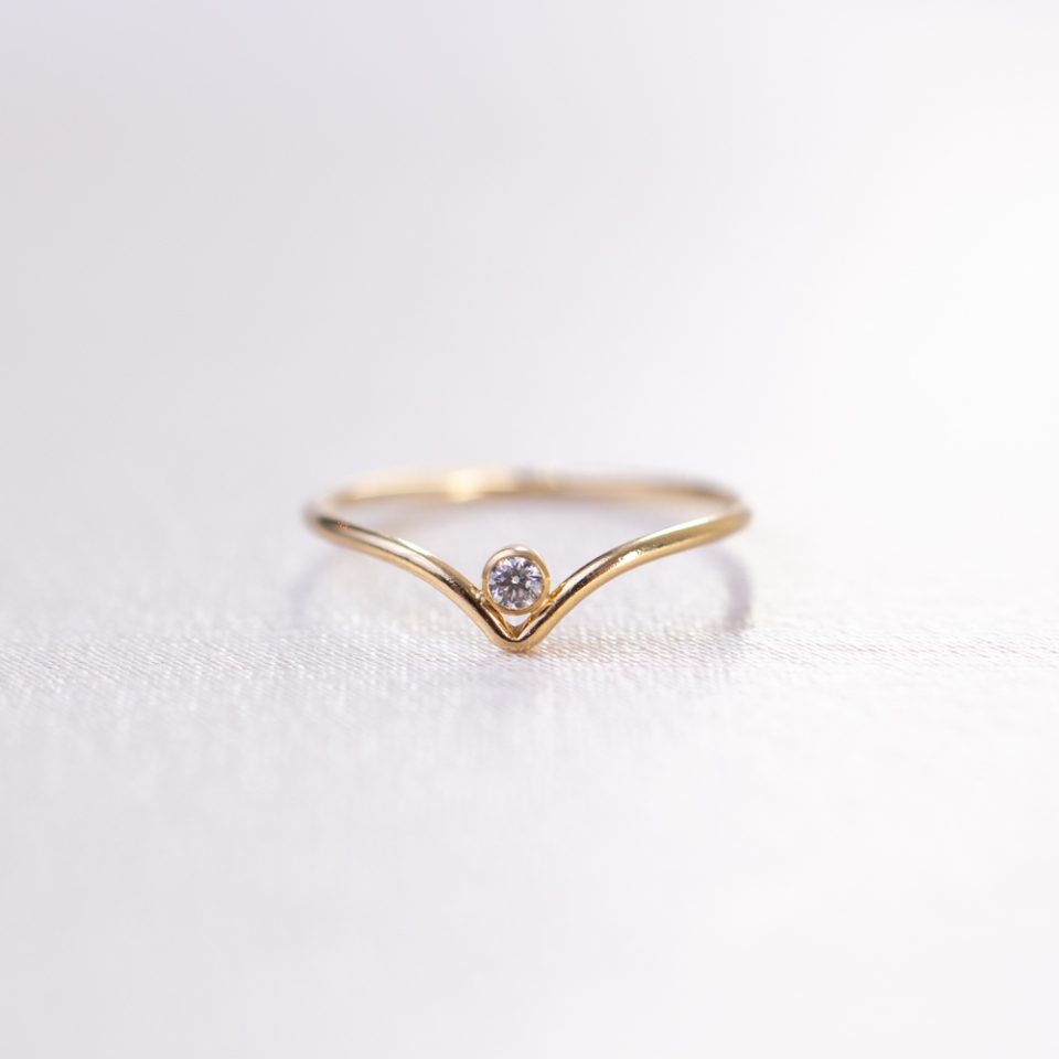 Chevron 14k Gold Filled CZ Ring